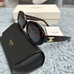 Celine Triomphe Oval Tortoise Sunglasses